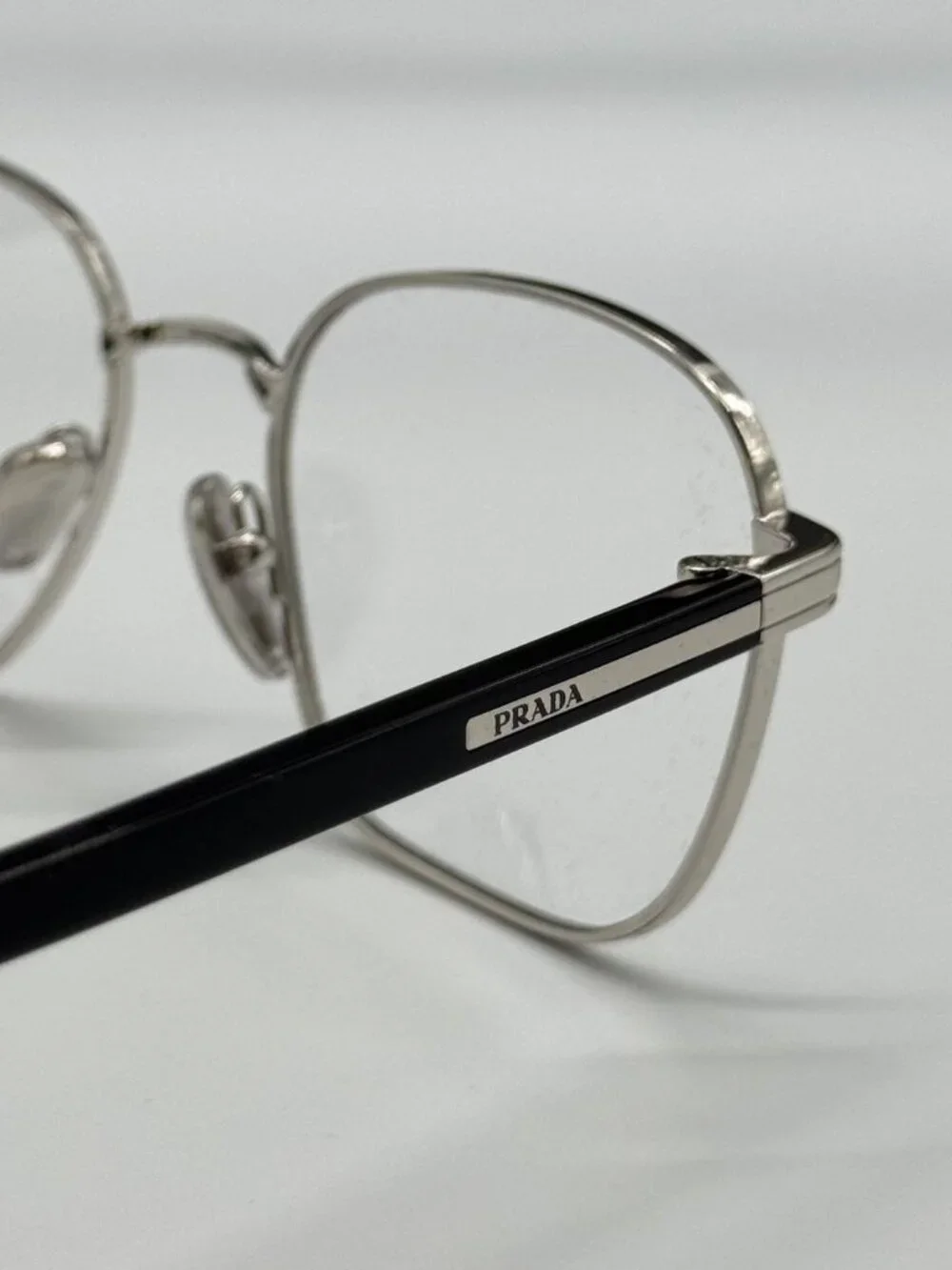 NWT Prada PRA55V 1BC1O1 Silver Square Unisex Metal Eyeglasses PR A55V
